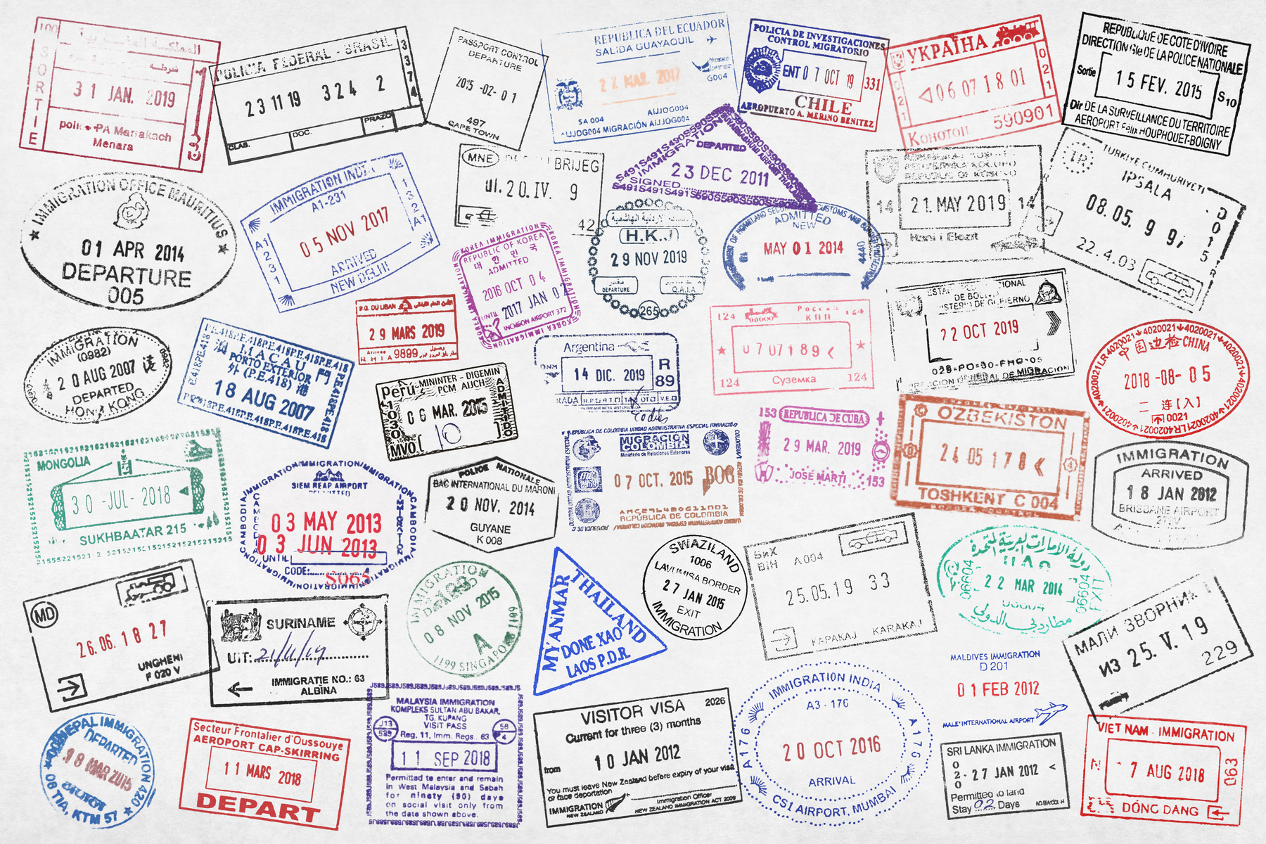 Passport Stamps as Background